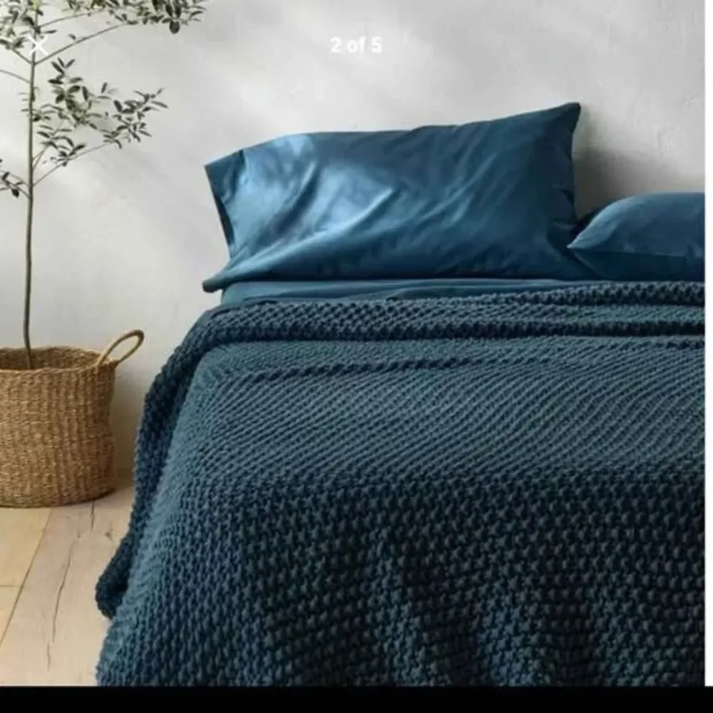 Casaluna Knit Blanket - Full/Queen - Blue- New